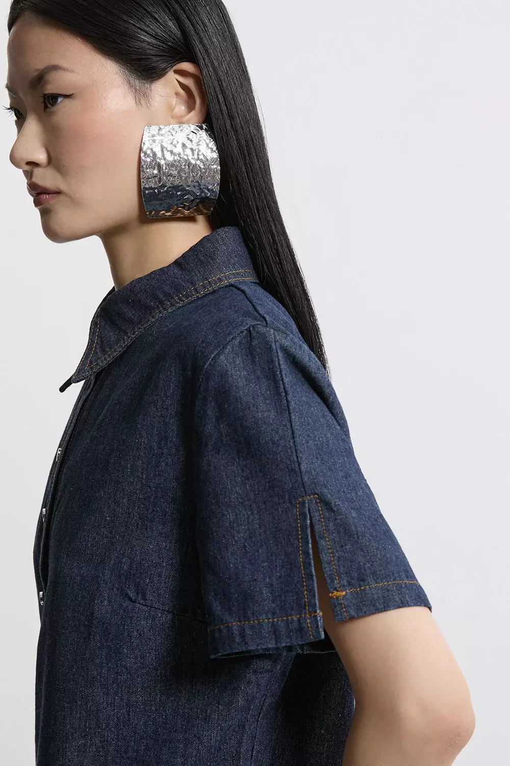 Denim Short Sleeve Button Shirt Karen Millen