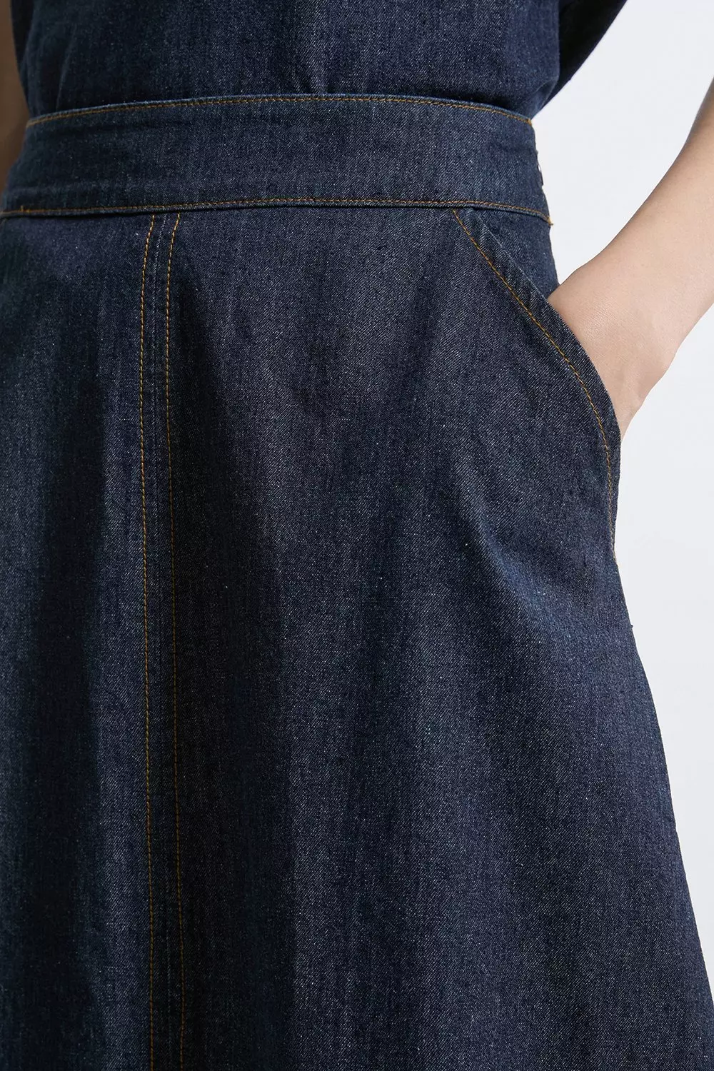 Denim Full Midi Skirt | Karen Millen