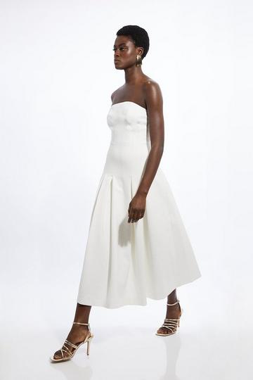 Compact Stretch Tailored Midi Prom Dress ivory