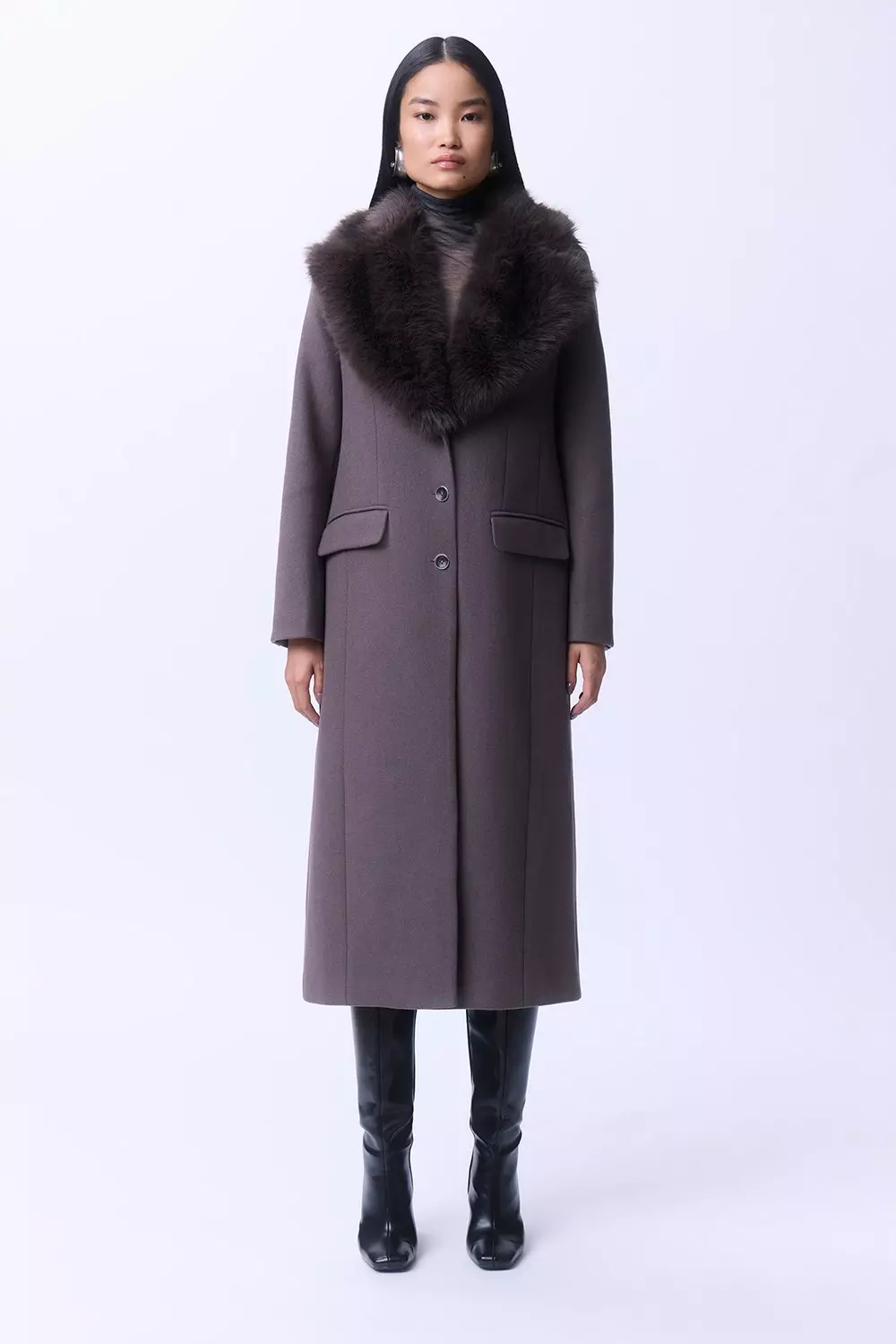 Wool coat with fur collar sales