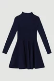 Petite Viscose Blend Full Circle Knit Mini Dress | Karen Millen Petite Viscose Blend Full Circle Knit Mini Dress | Karen Millen
