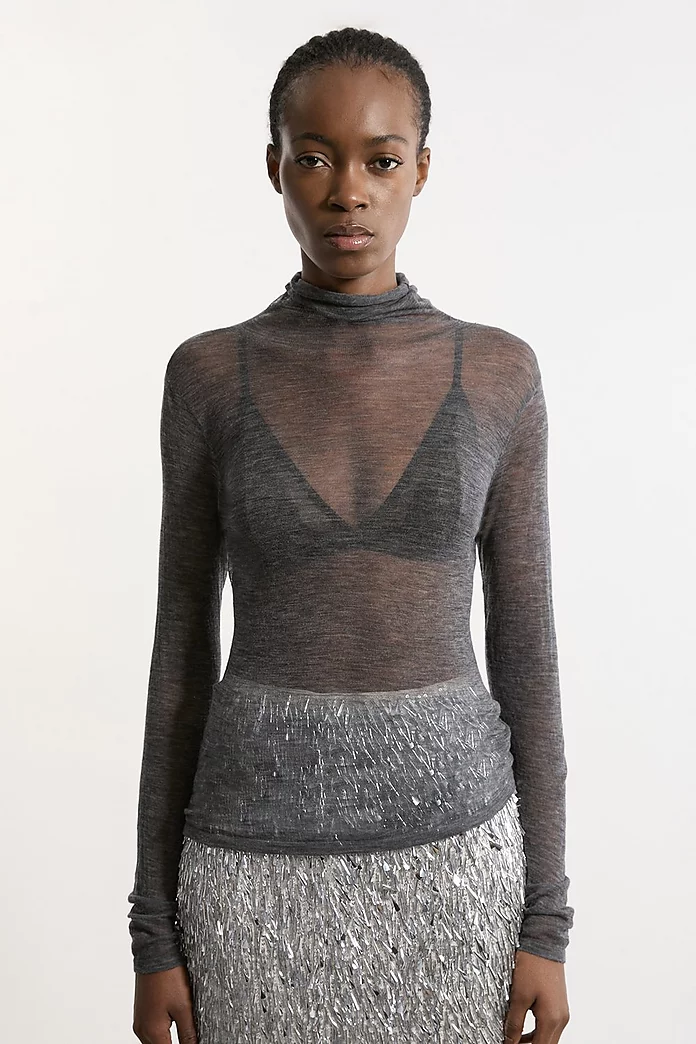 Wool Sheer Knit Turtleneck | Karen Millen Wool Sheer Knit Turtleneck | Karen Millen