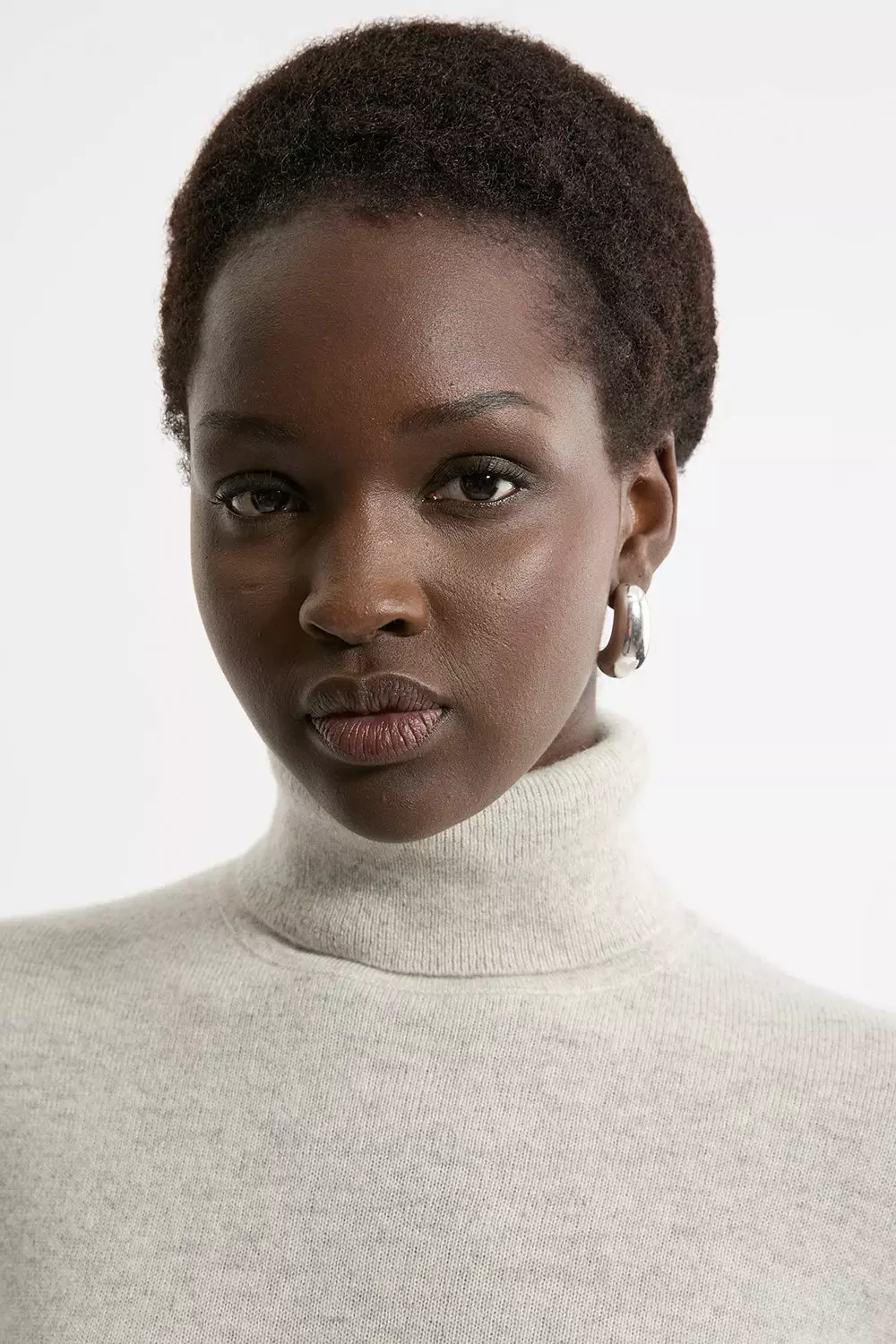 Grey marl Cashmere Knitted Roll Neck alternative image