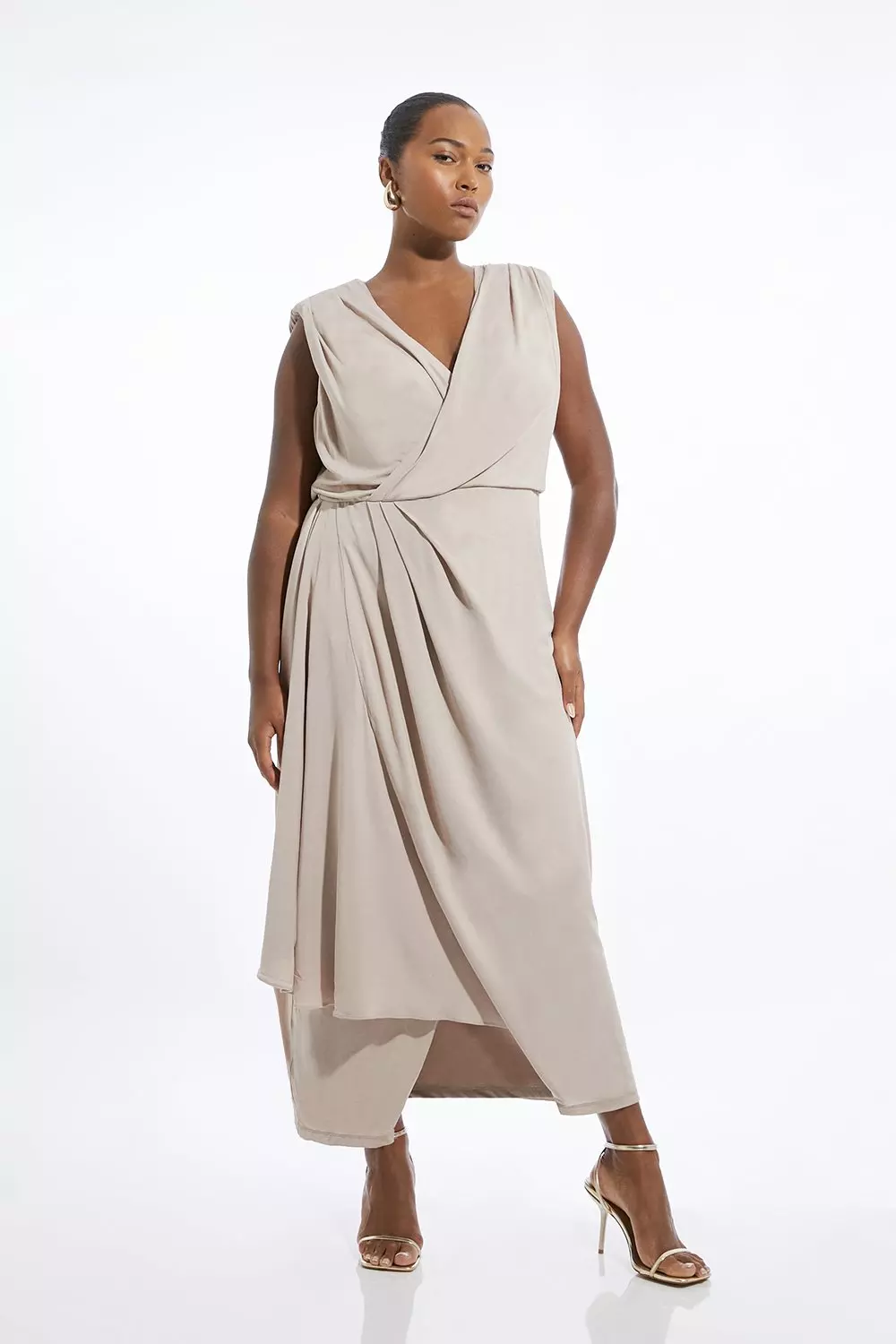 Plus Size OOTO Premium Viscose Jersey Draped Maxi Dress Karen Millen