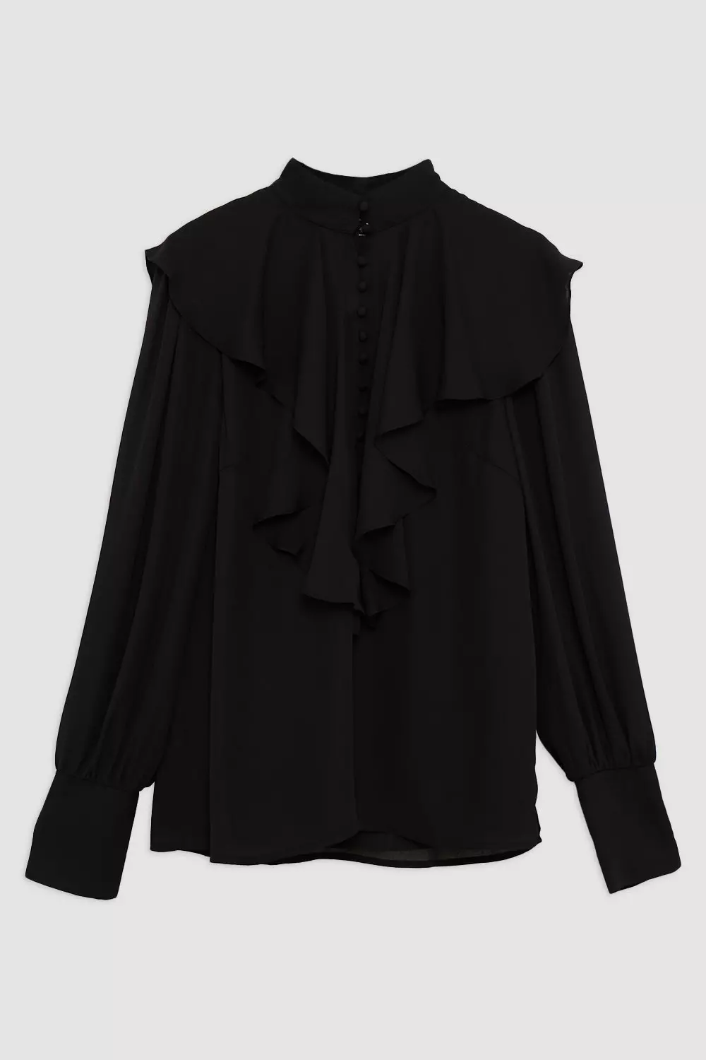 Ruffle High Neck Georgette Woven Blouse | Karen Millen