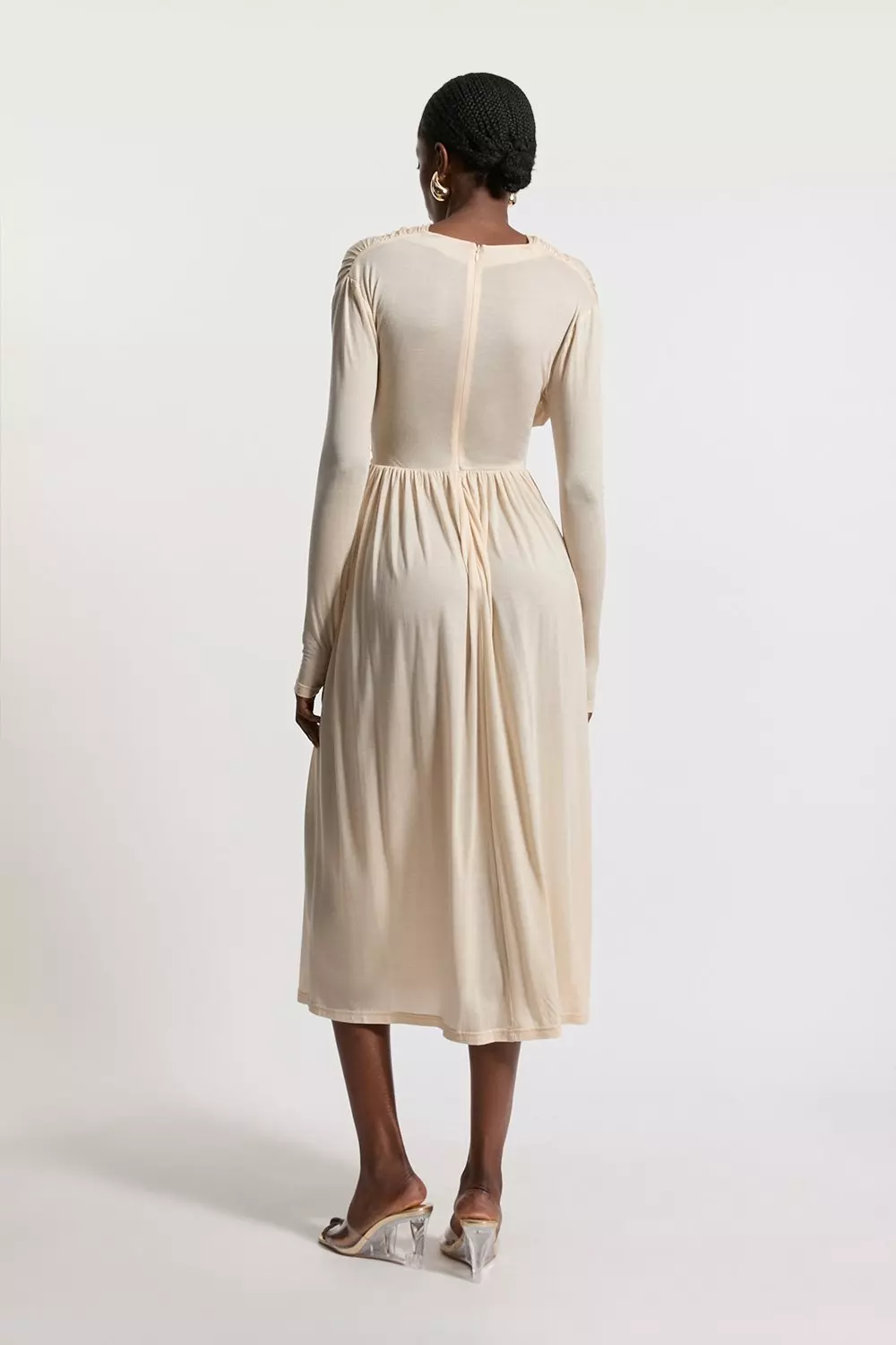 Premium Tencel Jersey Wrap Detail Midi Dress | Karen Millen