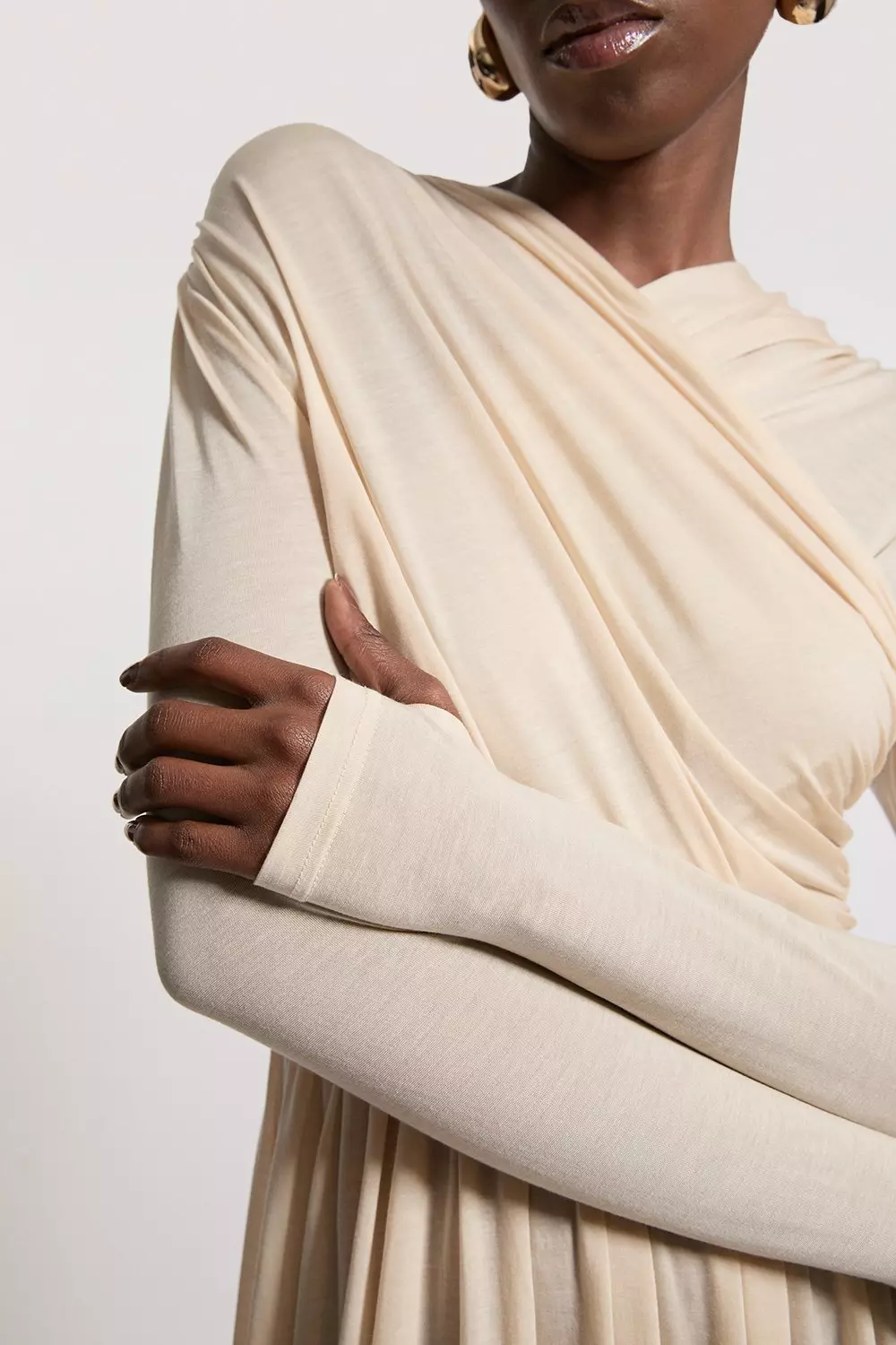 KAREN MILLEN* テンセル ジャージー ラップ ディテールドレス Premium Tencel Jersey Wrap Detail Midi Dress | Karen Millen
