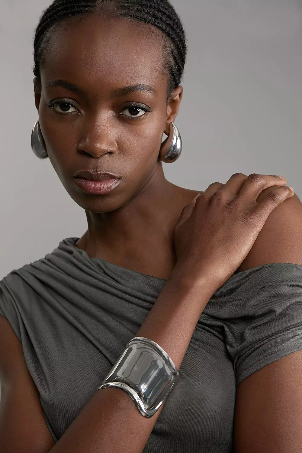 Premium Tencel Jersey Drape Detail One Shoulder Top | Karen