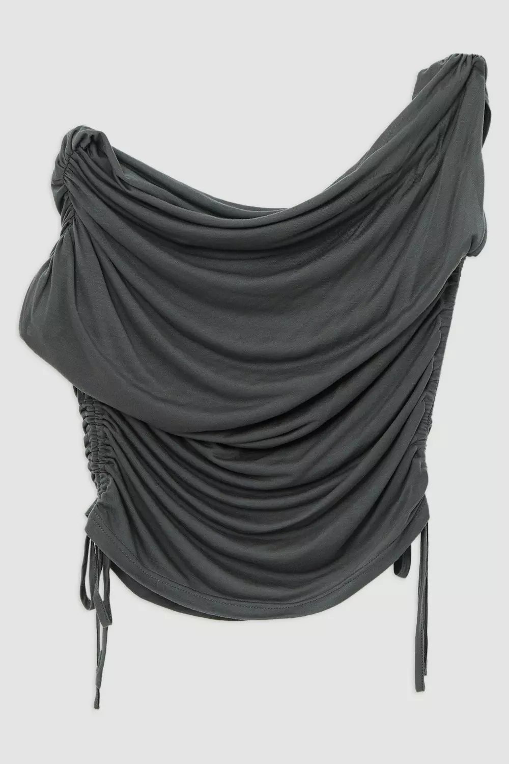 Premium Tencel Jersey Drape Detail One Shoulder Top | Karen