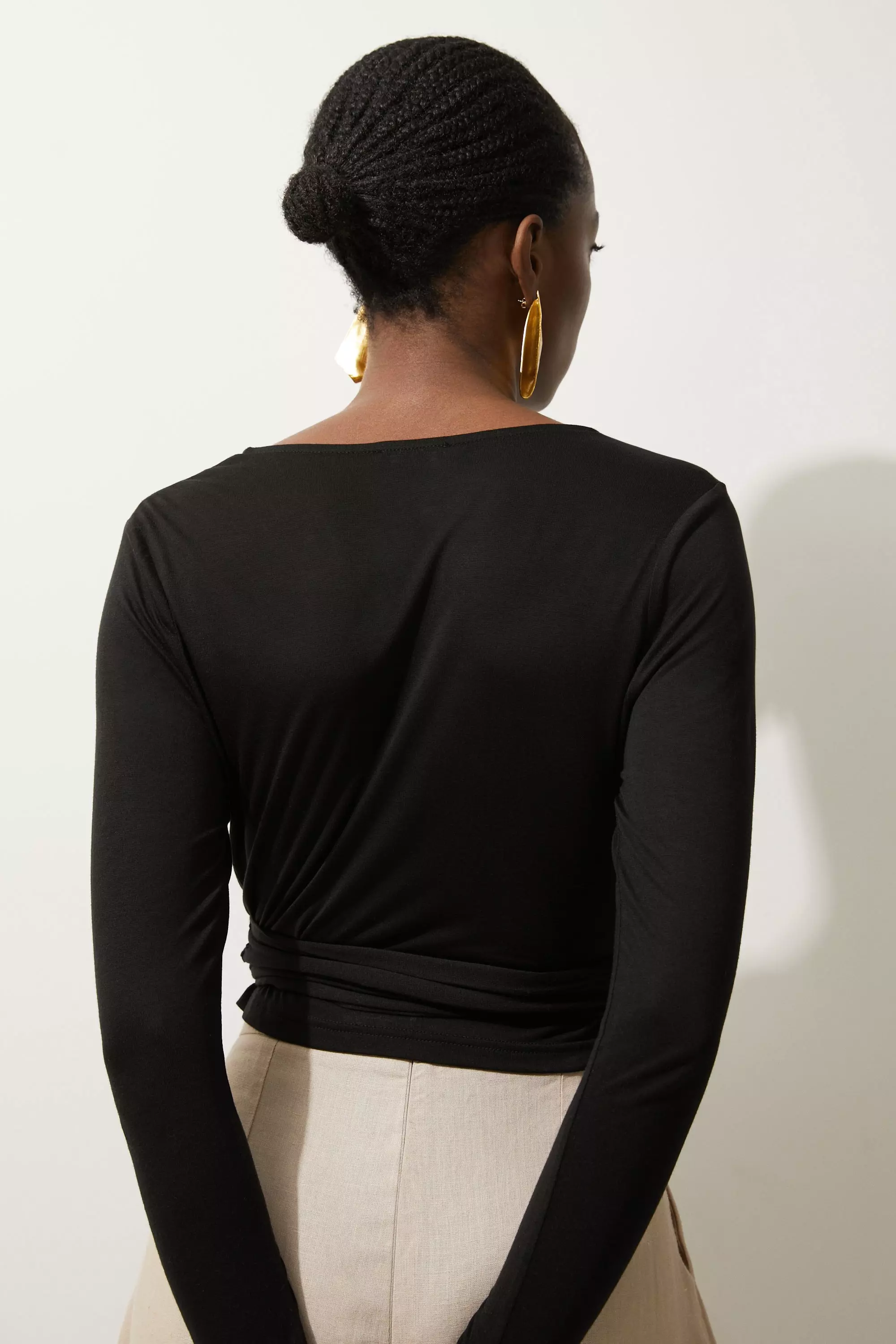 Premium Tencel Jersey Wrap Top | Karen Millen