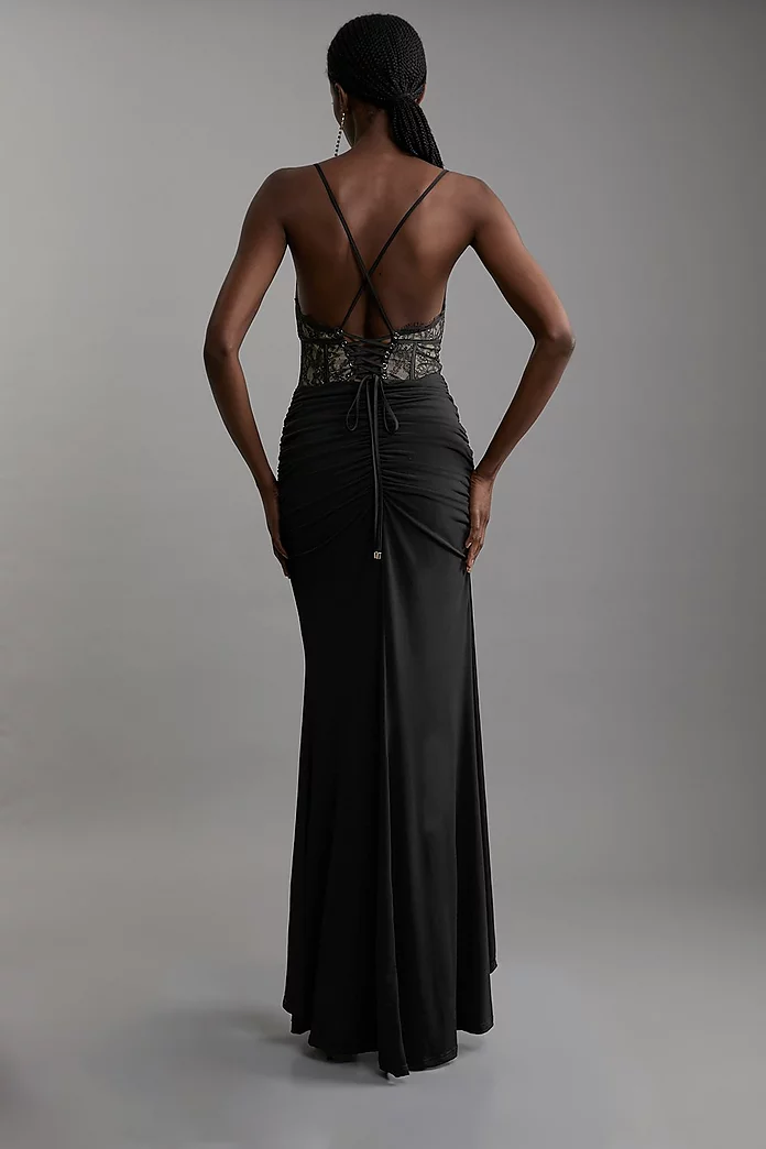 Lace And Jersey Crepe Maxi Dress | Karen Millen Lace And Jersey Crepe Maxi Dress | Karen Millen