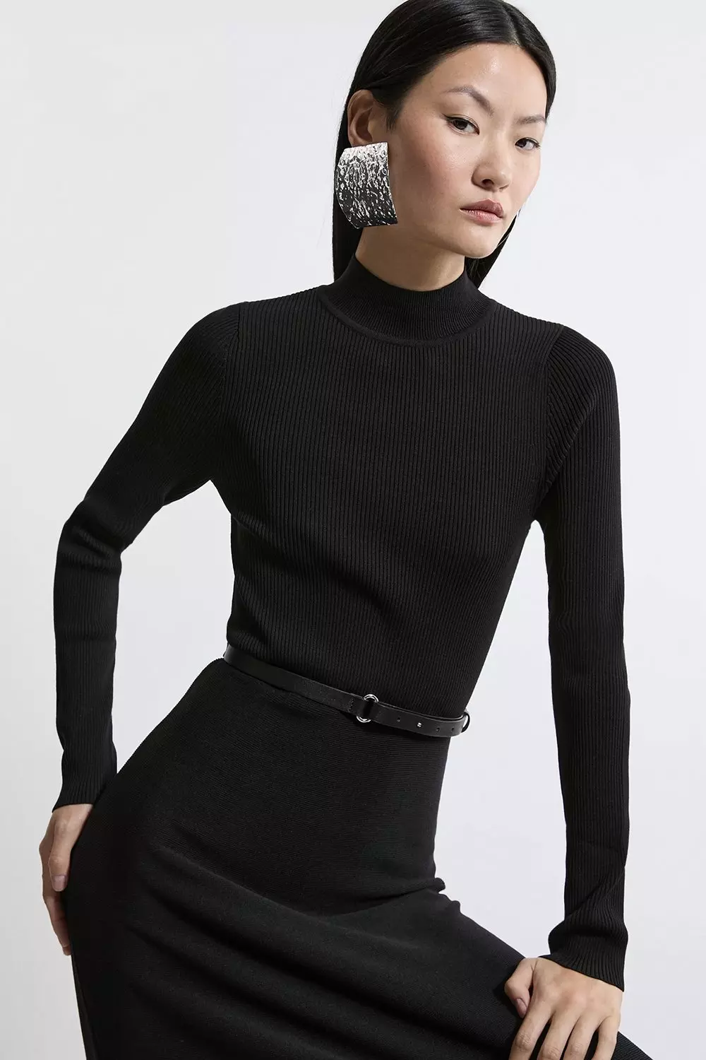 KAREN MILLEN ミディコート ウール ポケット ボタン ベルト KAREN MILLEN ミディコート ウール ポケット ボタン ベルト