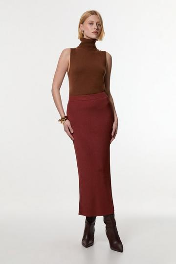 Slinky Drape Knit Column Skirt chocolate