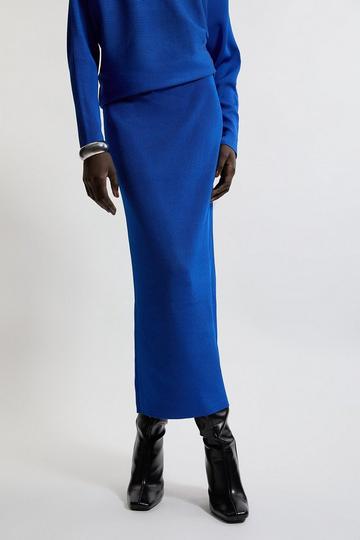 Slinky Drape Knit Column Skirt cobalt