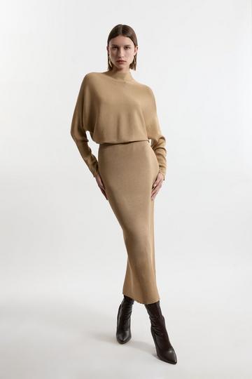 Slinky Drape Knit Column Skirt neutral