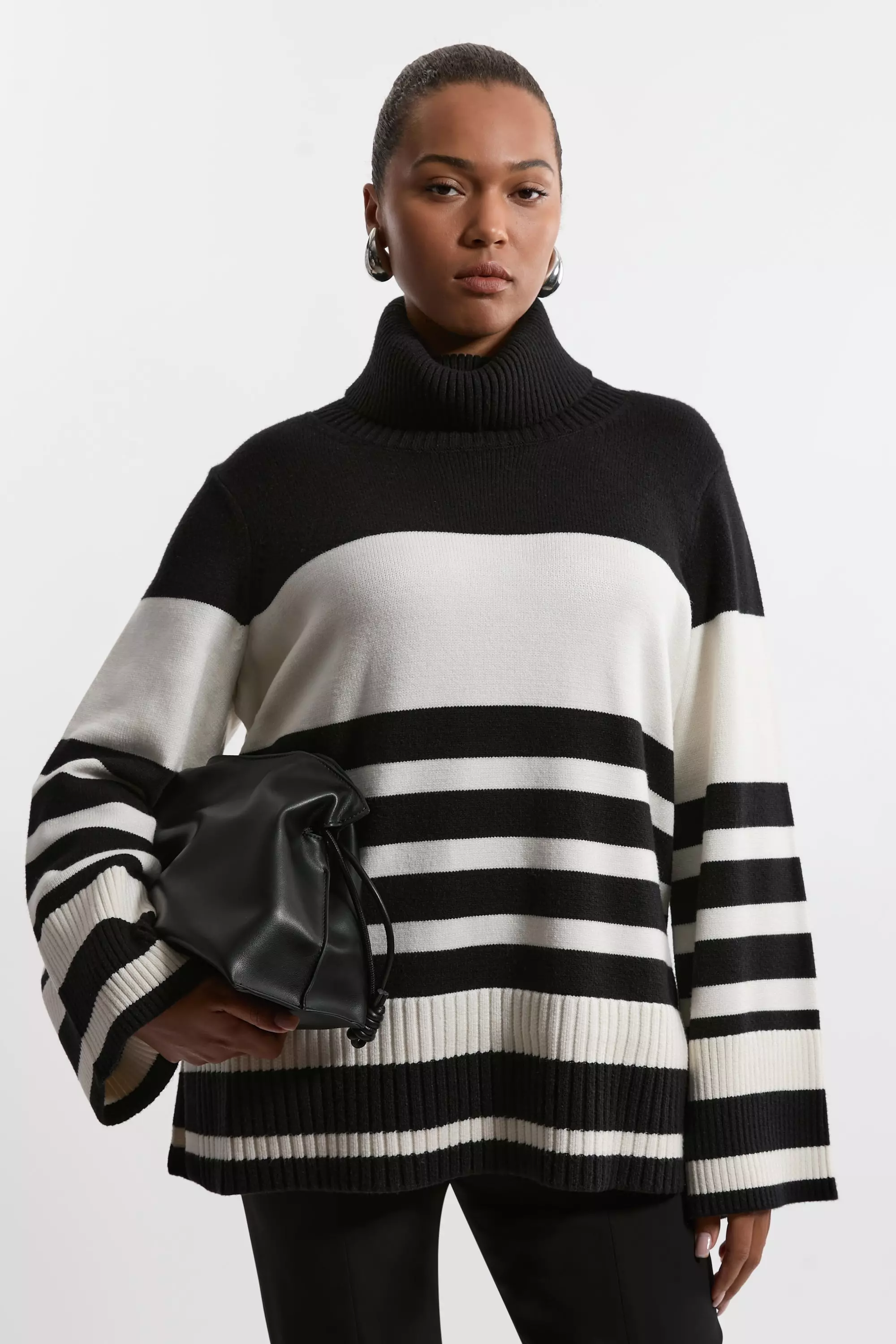 Plus Size Striped Split Hem Knit Sweater | Karen Millen