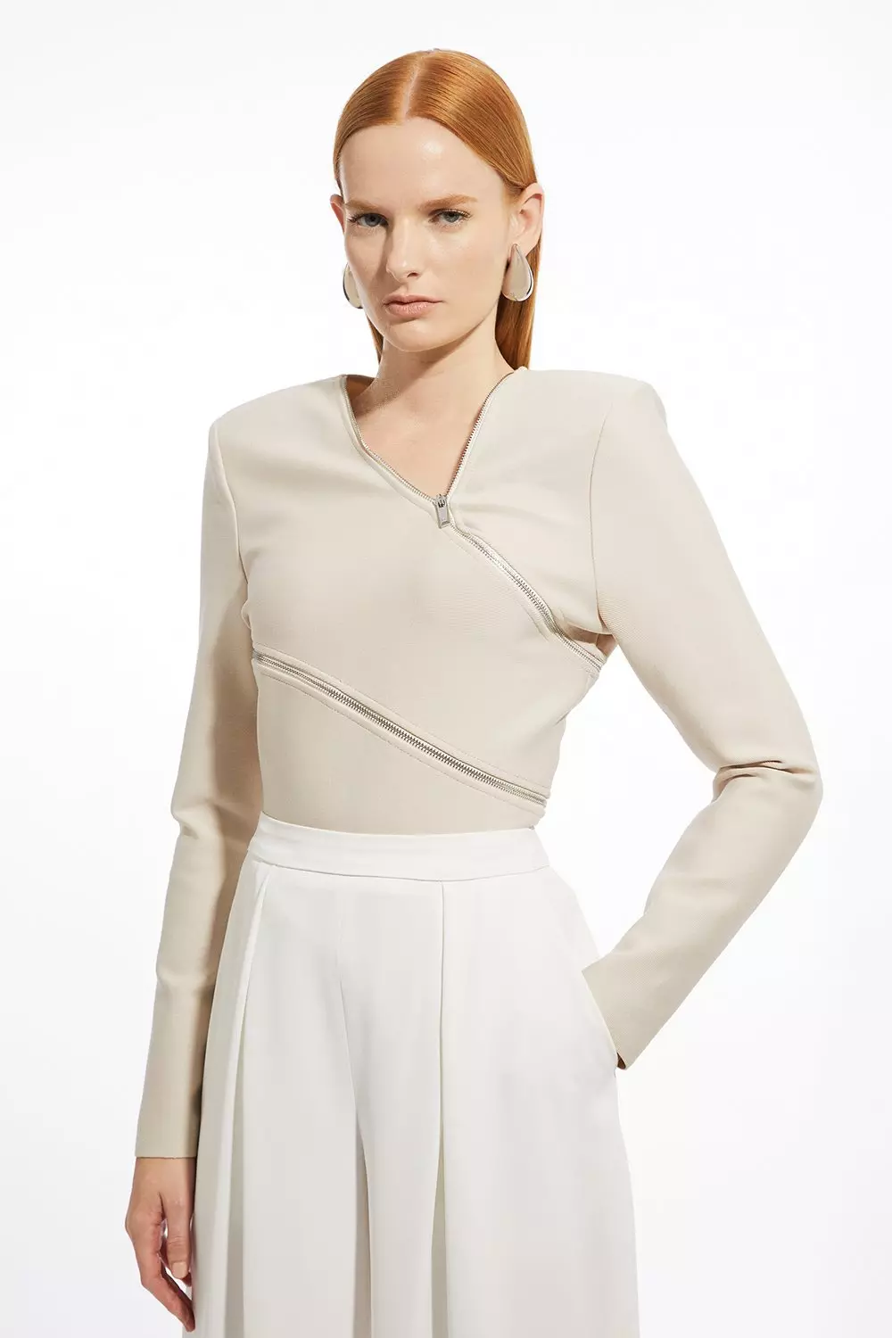 安心追跡【KAREN MILLEN】ストライプ柄バットウィングドレス bkk21601_ivory_xl?$