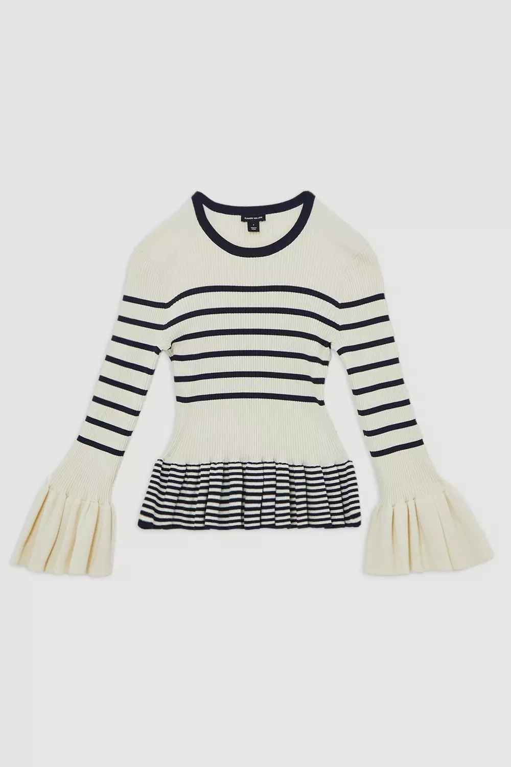 Full Sleeve Peplum Knit Rib Top | Karen Millen
