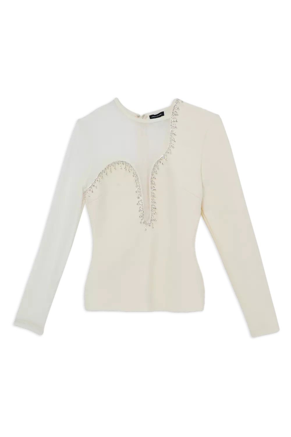 Black Figure Form Bandage Mesh Detail Embellished Knit Top alternative image