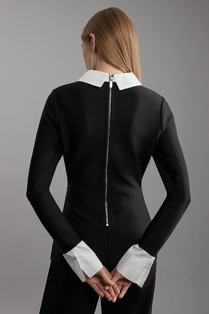 Figure Form Bandage Embellished Collar Knit Top | Karen Millen Figure Form Bandage Embellished Collar Knit Top | Karen Millen