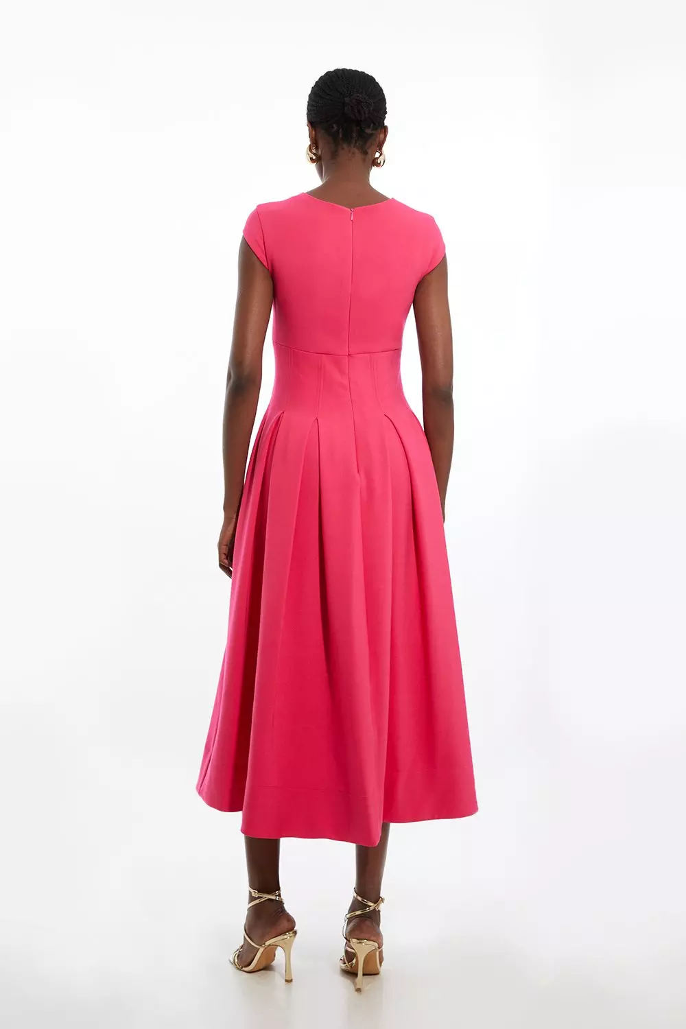 【KAREN MILLEN】スクエアネック テーラードフルスカートドレス Clean Tailored Square Neck Full Skirted Midi Dress | Karen