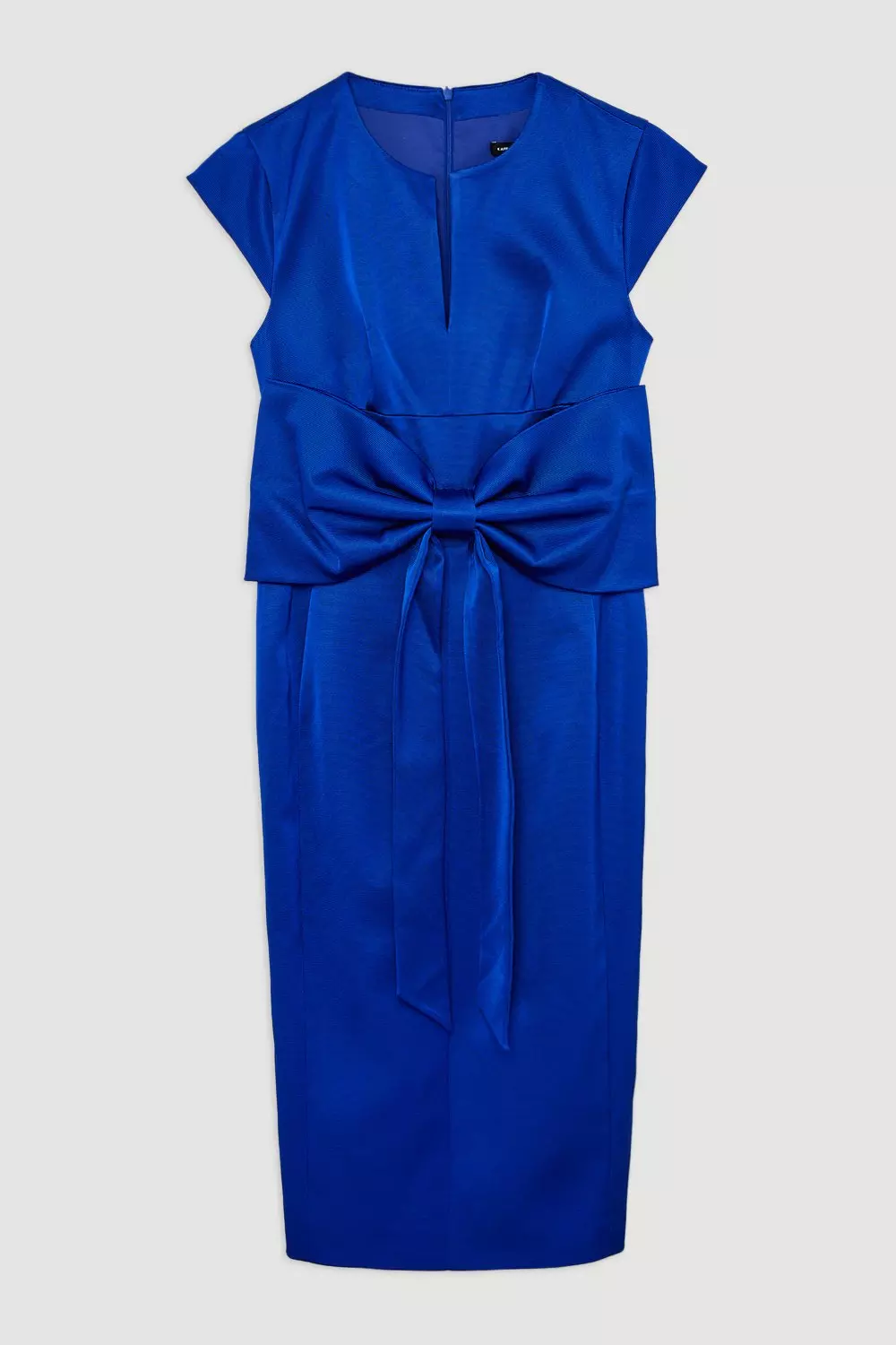 Tailored Satin Bow Detail Cap Sleeve Midi Dress | Karen Millen
