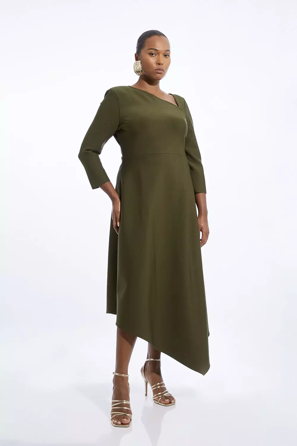 Plus Size Figure Form Bandage Asymmetric Knit Midaxi Dress Karen Millen