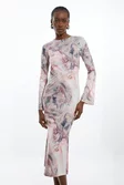 Petite Marble Print Jersey Long Sleeve Midi Dress | Karen Millen Petite Marble Print Jersey Long Sleeve Midi Dress | Karen Millen