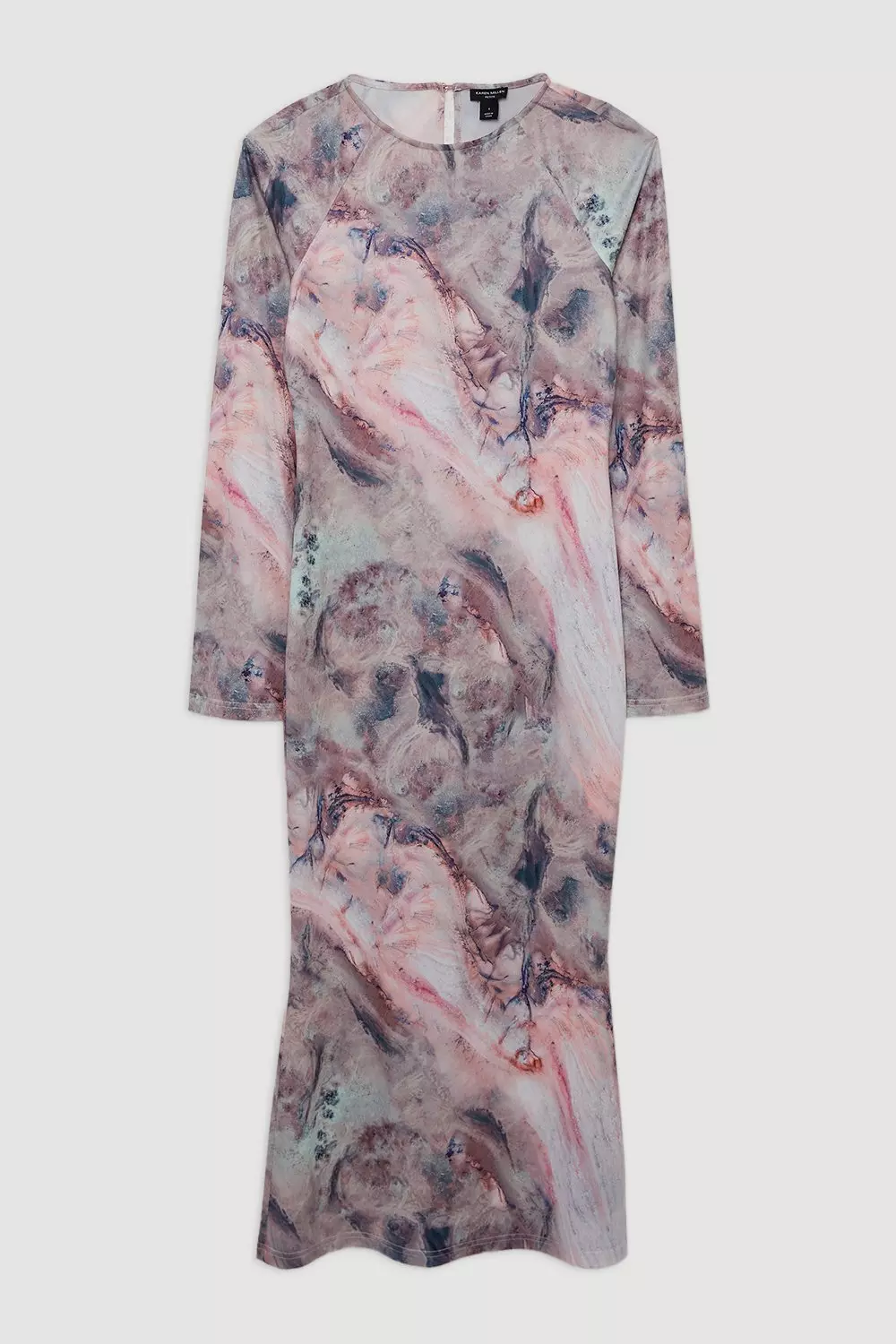 Marble Print Jersey Long Sleeve Midi Dress | Karen Millen