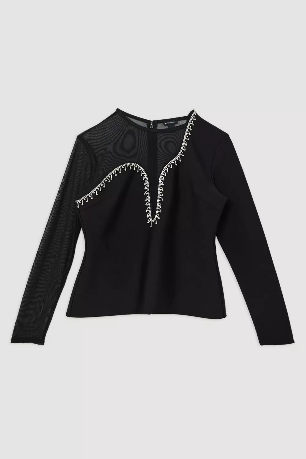 Plus Size Figure Form Bandage Mesh Detail Embellished Knit Top | Karen  Millen