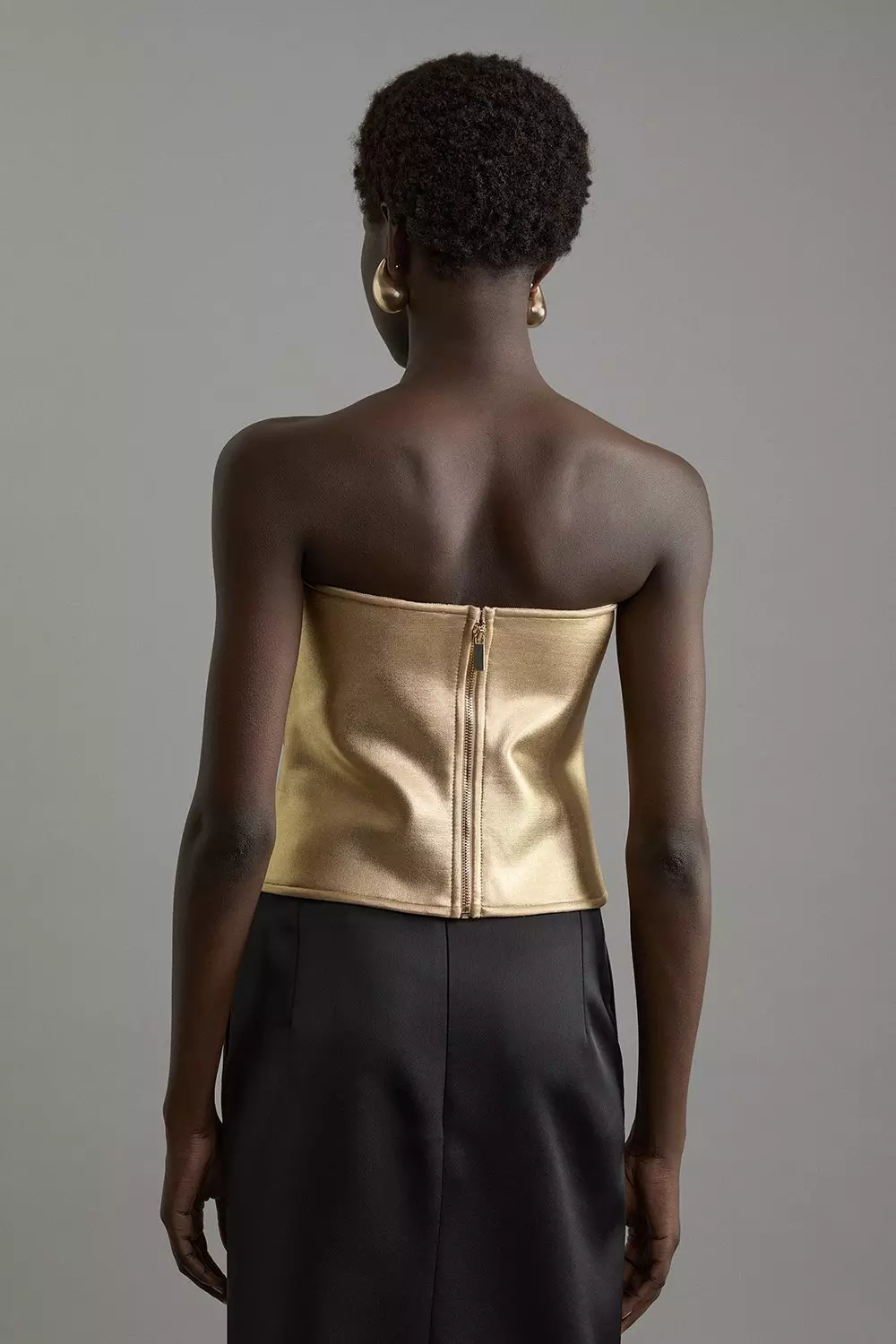 Figure Form Bandage Sharp V Neck Knit Crop Top | Karen Millen