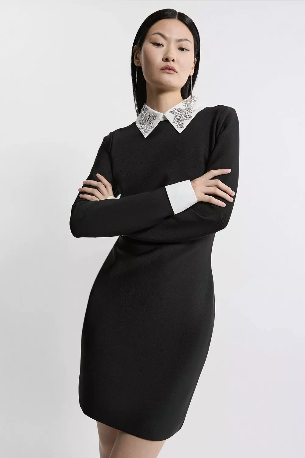 Embellished collar dress sale