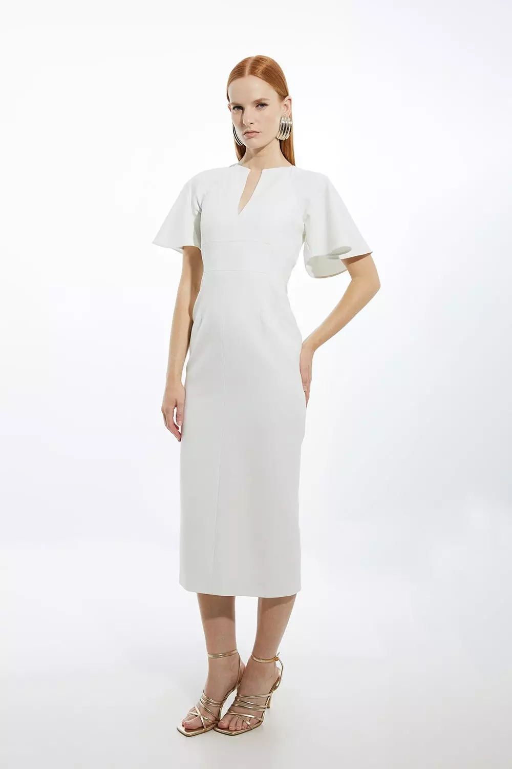 Ruffle pencil dress sales