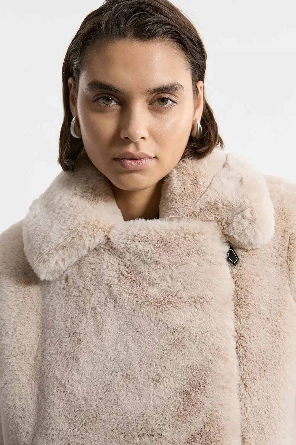 Petite Faux Fur Cropped Coat Karen Millen