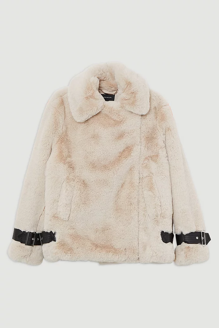 Petite Faux Fur Cropped Coat | Karen Millen Petite Faux Fur Cropped Coat | Karen Millen