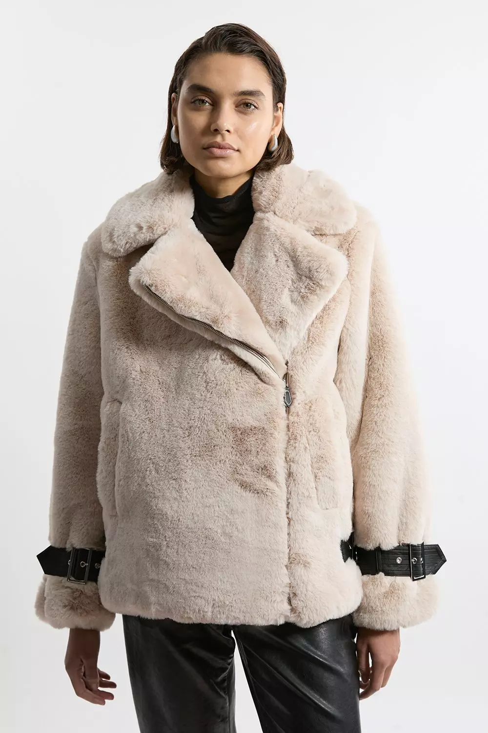 Faux Fur Biker Coat Karen Millen