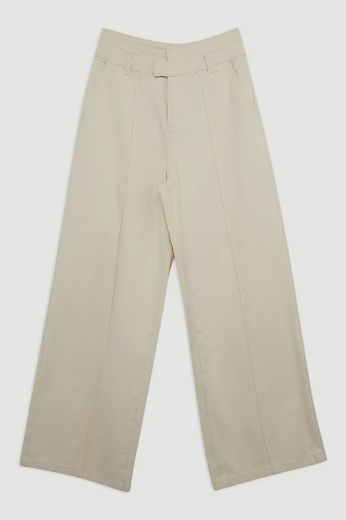 Denim Waistband Detail Wide Leg Pants | Karen Millen Denim Waistband Detail Wide Leg Pants | Karen Millen