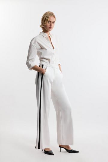 Tailored Stretch Tipped Kick Flare Trousers ivory