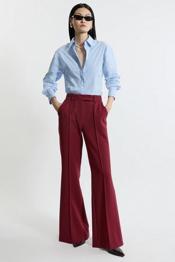 Tailored Stretch Tipped Kick Flare Trousers merlot