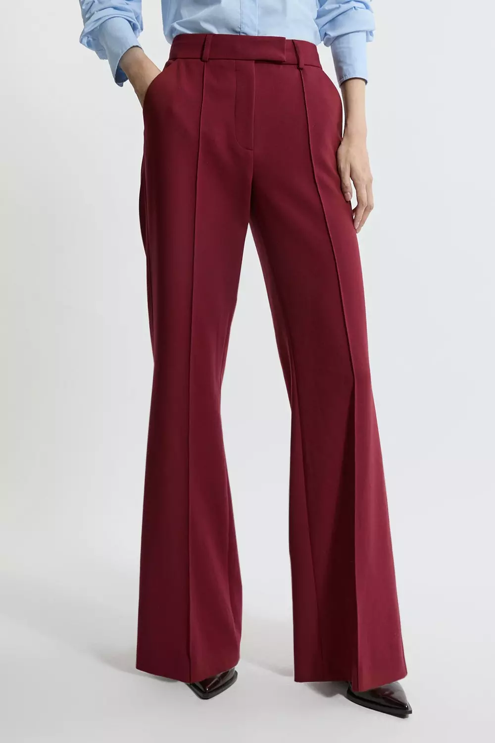 Tailored Stretch Tipped Kick Flare Trousers Karen Millen