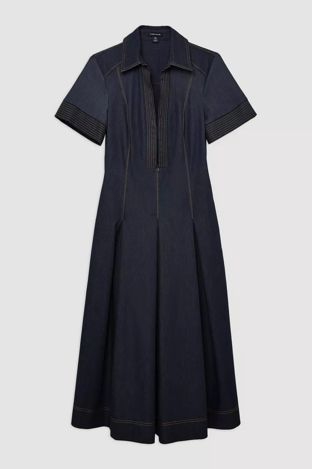 【KAREN MILLEN】テイラード デニム ミディ シャツ ドレス bkk20375_indigo_xl?$
