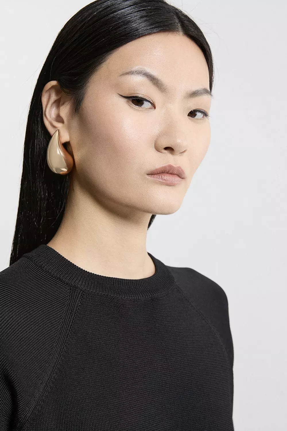 Premium Drape Knit Jumper With Removable Woven Frill Collar