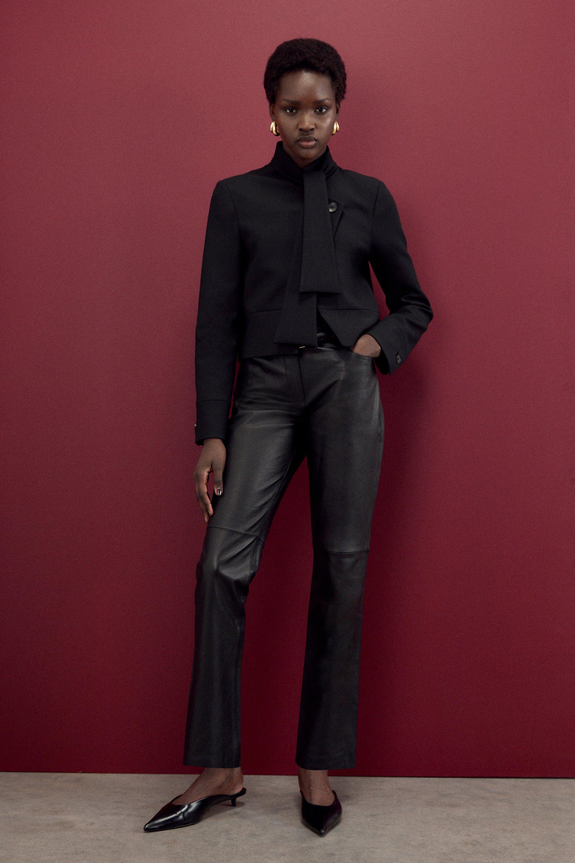 Black The Founder Leather Slim Leg Pants