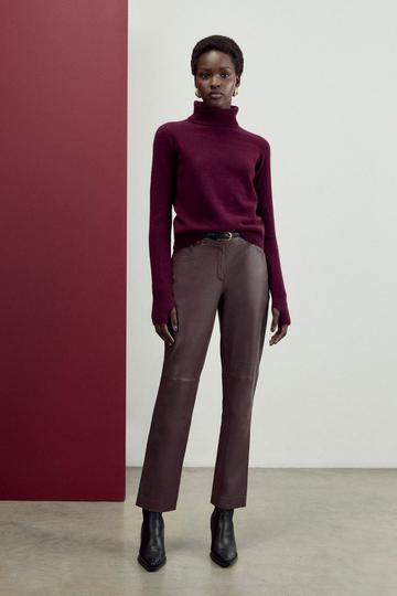 Leather Slim Leg Trousers mulberry
