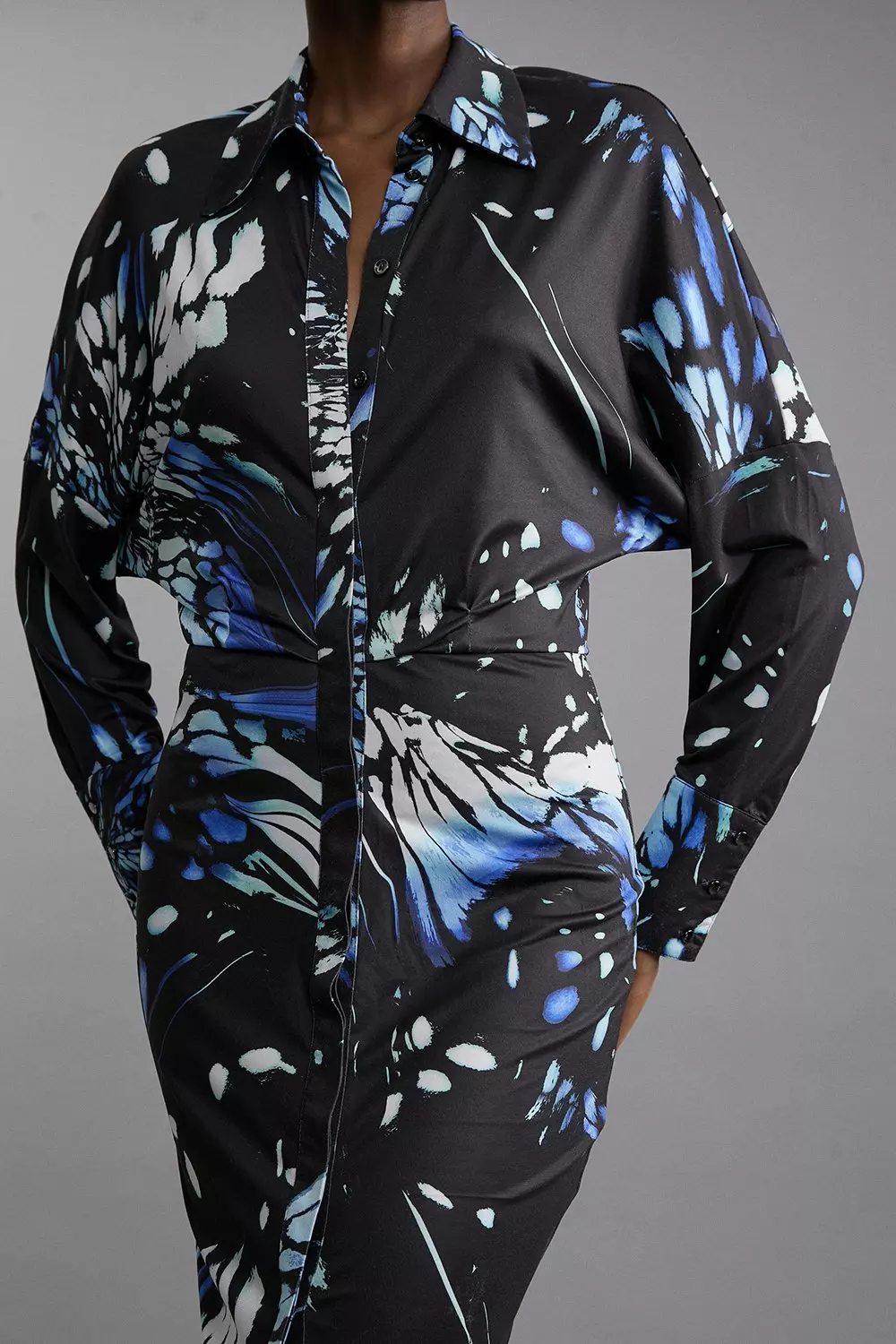 【日本未入荷】*Karen Millen* クレープ シャツドレス bkk20401_navy_xl?pdp.template