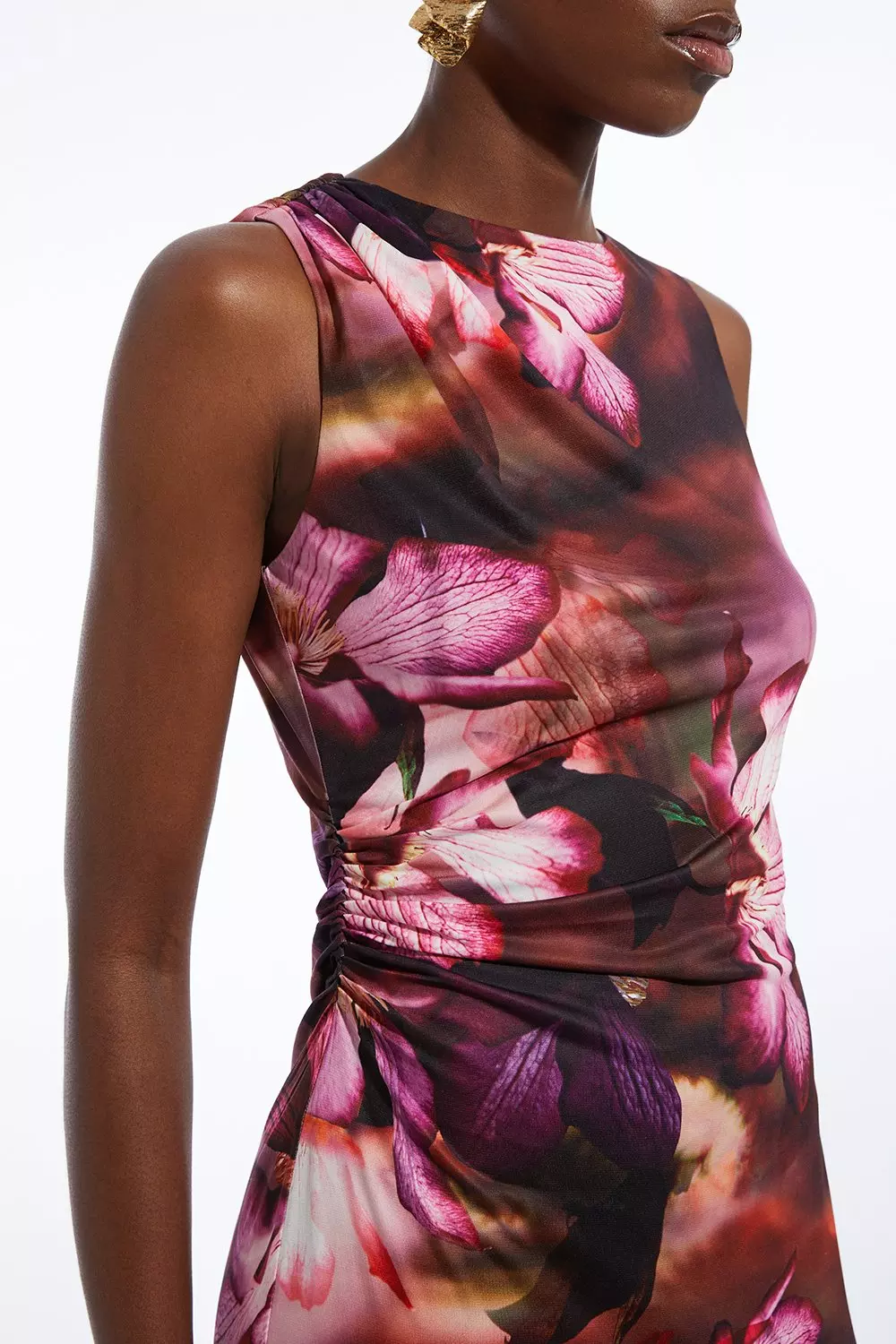 Petite Photographic Floral Printed Jersey Crepe Maxi Dress