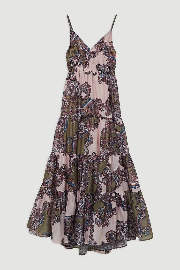Tall Printed Paisley Maxi Cotton Woven Sun Dress | Karen Millen Tall Printed Paisley Maxi Cotton Woven Sun Dress | Karen Millen