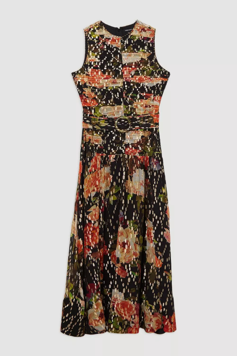 KAREN MILLEN 日本未入荷 ニット 花モチーフ タイト ドレス Tall Floral Georgette Woven Tie Maxi Dress | Karen Millen