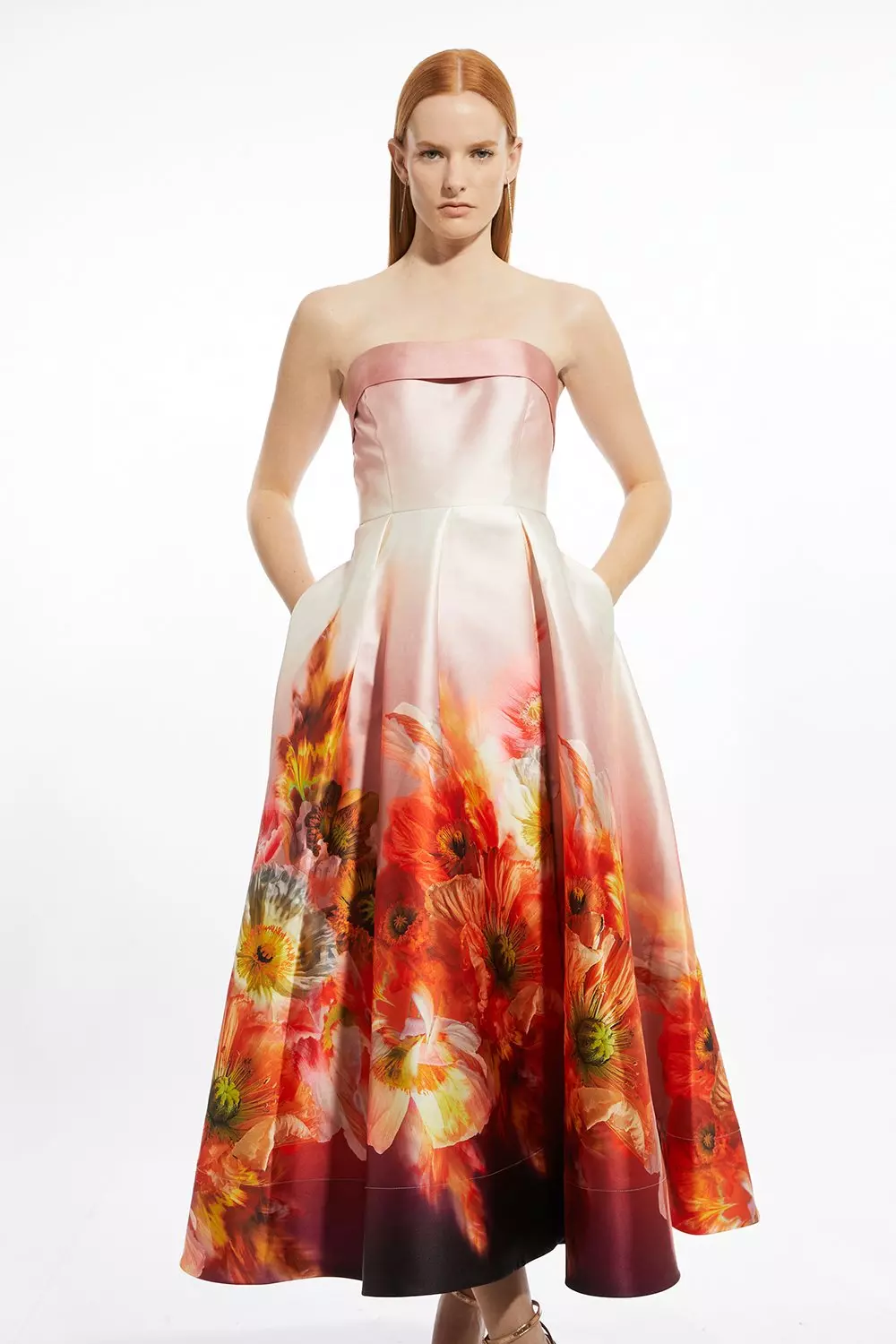 Petite Placed Floral Print Woven Prom Maxi Dress alternative image
