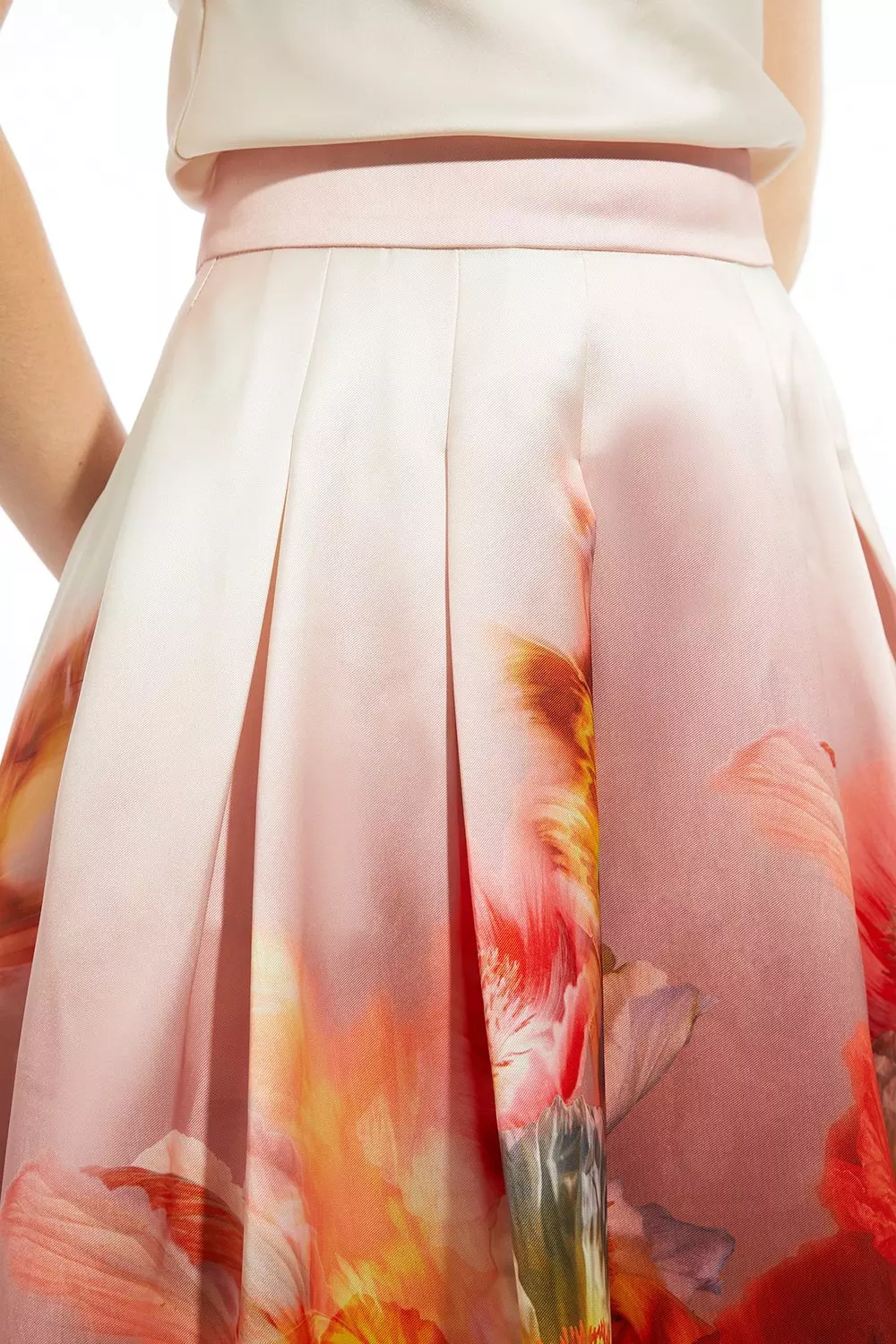 Placed Floral Print Woven Prom Midi Skirt alternative image